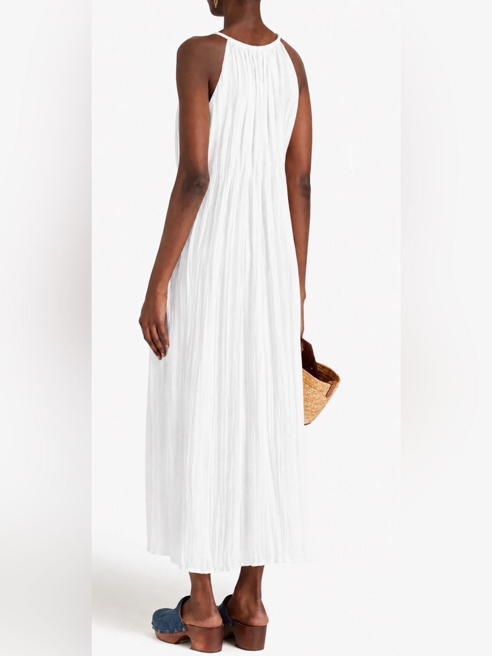 Mara Hoffman Crinkled Cotton Gauze Midi Dress in White 100% Organic Cotton - Picture 2 of 14